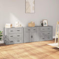 Gecheer Credenze 3 pz Grigio Sonoma in Legno Multistrato,Credenza Living Room Cucina,Arredamento da Cucina,Credenza Combinato,Mobile Credenza,Convenienza Madia,Tavolo da Buffet,Mobiletto Multiuso