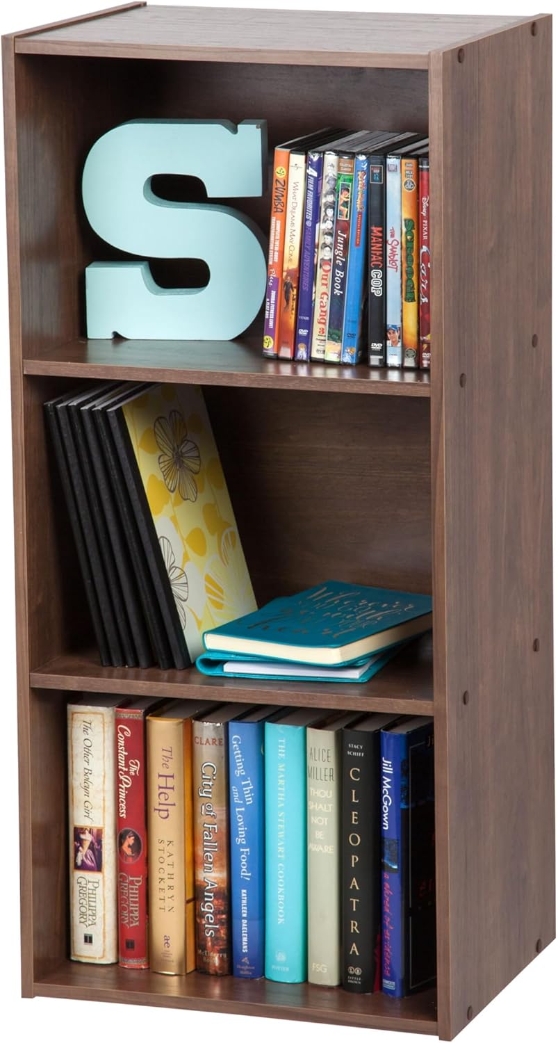 Iris Ohyama Mobile, librerie larghe 40 cm, Scaffale Angolare da Parete in Legno, 3 Livelli, Marrone, Polivalente, Modulare, Aperto, Per Living Room, Ufficio, Libri, Decorazioni, Montaggio Facile, CX-3