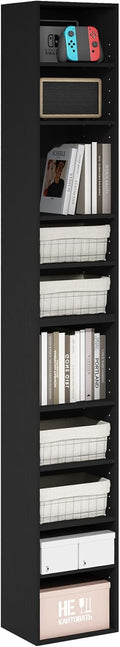 Libreria a Forma di Albero in Legno con Luce, Scaffale Autoportante a 6 Ripiani ad Angolo con Telecomando ¨C Libreria Salvaspazio per Libri, CD, per Living Room, Studio, Ufficio (Nero)