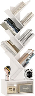 YMYNY Libreria ad Albero, Scaffale a 6 Ripiani, Libreria alta con Cassetti, Moderna Autoportante Libri, Salvaspazio Legno Portaoggetti Librerie per Living Room, Studio, Ufficio, Bianco HBC016W