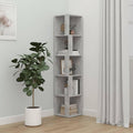 Gecheer Scaffale Angolare Libreria, Cube Porta CD in Legno Multistrato, Grigio Cemento 33x33x164,5 cm