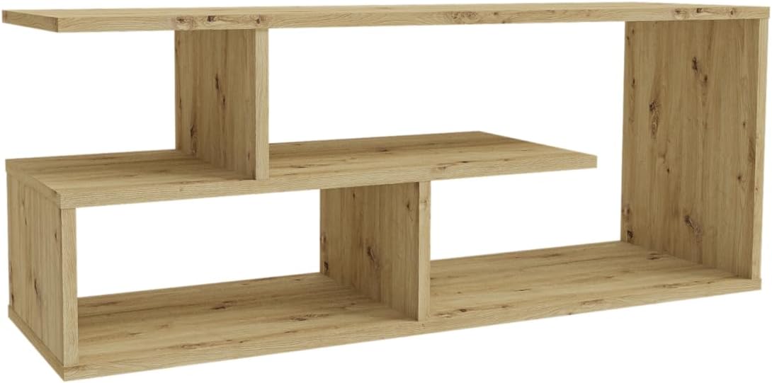 TV Stand compatto da 100 cm, in legno Artisan Oak Media, con ripiani aperti, piccolo moderno tavolo per TV, Entertainment Center e TV Unit per soggiorno, camera da letto