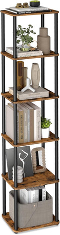Montaggio Super Veloce Senza Attrezzi, Scaffale Portaoggetti a 6 Ripiani, Autoportante, 23,8 x 38 x 173,4 cm, Living Room, Bedroom, Cucina, Marrone Vintage e Nero Inchiostro LLS136K01