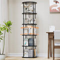 Libreria Girevole a 360¡ã, Verticale in Legno, 5 Ripiani, Livelli Regolabili, Portaoggetti, per Uffici e Soggiorni, 45¡Á45¡Á160 cm, Nero