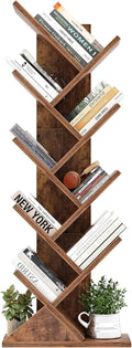 iSunirm Libreria ad Albero,Libreria Scaffale a 9 Ripiani,Mobile da Studio per Libri, CD,Moderna Autoportante Libri per Living Room, Studio, Ufficio,Marrone Vintage