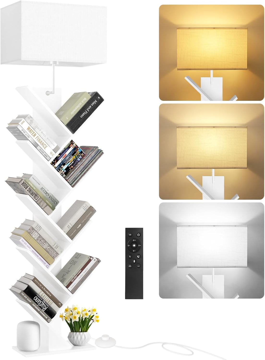 Furinno PASIR Libreria a 8 Ripiani, Libreria con Ripiano Aperto, per Living Room, Bedroom, Office, Bianco