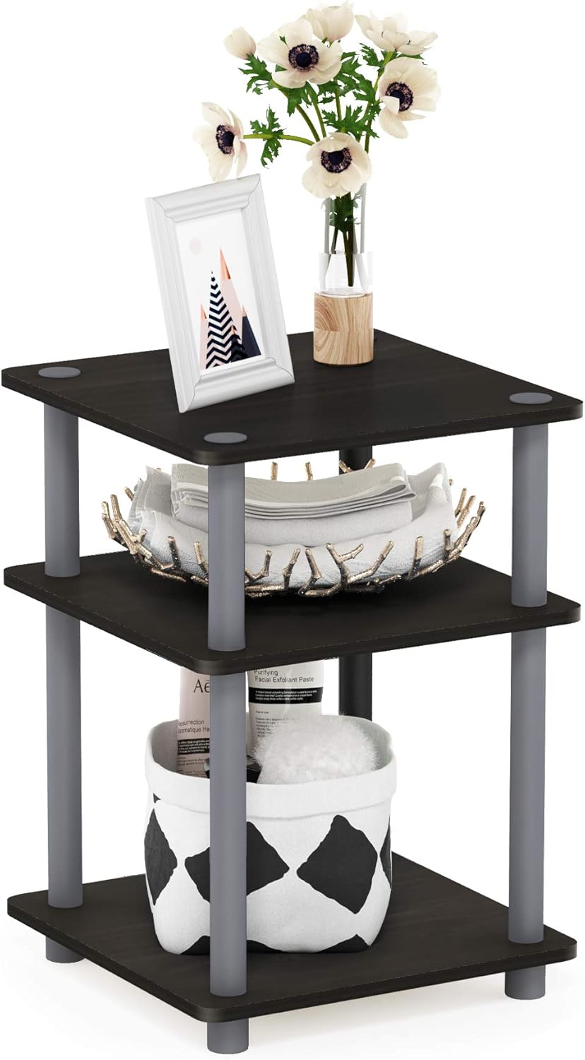 Montaggio Super Veloce Senza Attrezzi, Scaffale Portaoggetti a 6 Ripiani, Autoportante, 23,8 x 60 x 173,4 cm, Living Room, Bedroom, Cucina, Marrone Vintage e Nero Inchiostro LLS166K01