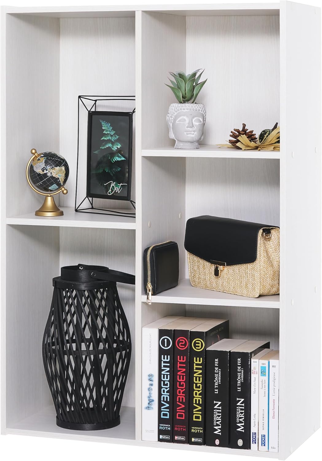 Iris Ohyama Mobile,librerie larghe 60 cm, Scaffale Angolare da Parete in Legno, 5 Livelli, Bianco, Polivalente, Modulare, Aperto, Per Living Room, Ufficio, Libri, Decorazioni, Montaggio Facile, CX-23C