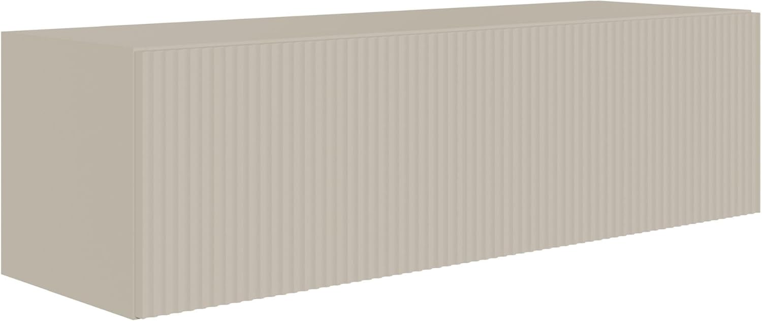 TV Cabinet Sospeso Greige Opaco Larghezza Totale 100 cm ¨C Mobile TV Moderno con 2 Vani, Ante a Ribalta, MDF e Pannelli Laminati, Design Elegante per Living Room o Camera