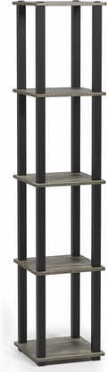 Furinno Turn-S-Tube Scaffale espositivo quadrato ad angolo a 5 livelli con tubo quadrato, Rovere Francese/Nero