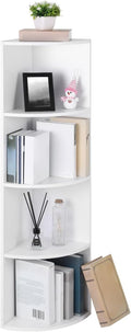 Libreria Angolare a 4 Livelli, Scaffali di Stoccaggio Autoportanti, Mensola Angolare, per Cucina, Bedroom, Living Room, Ufficio, Bianco LBC42WT