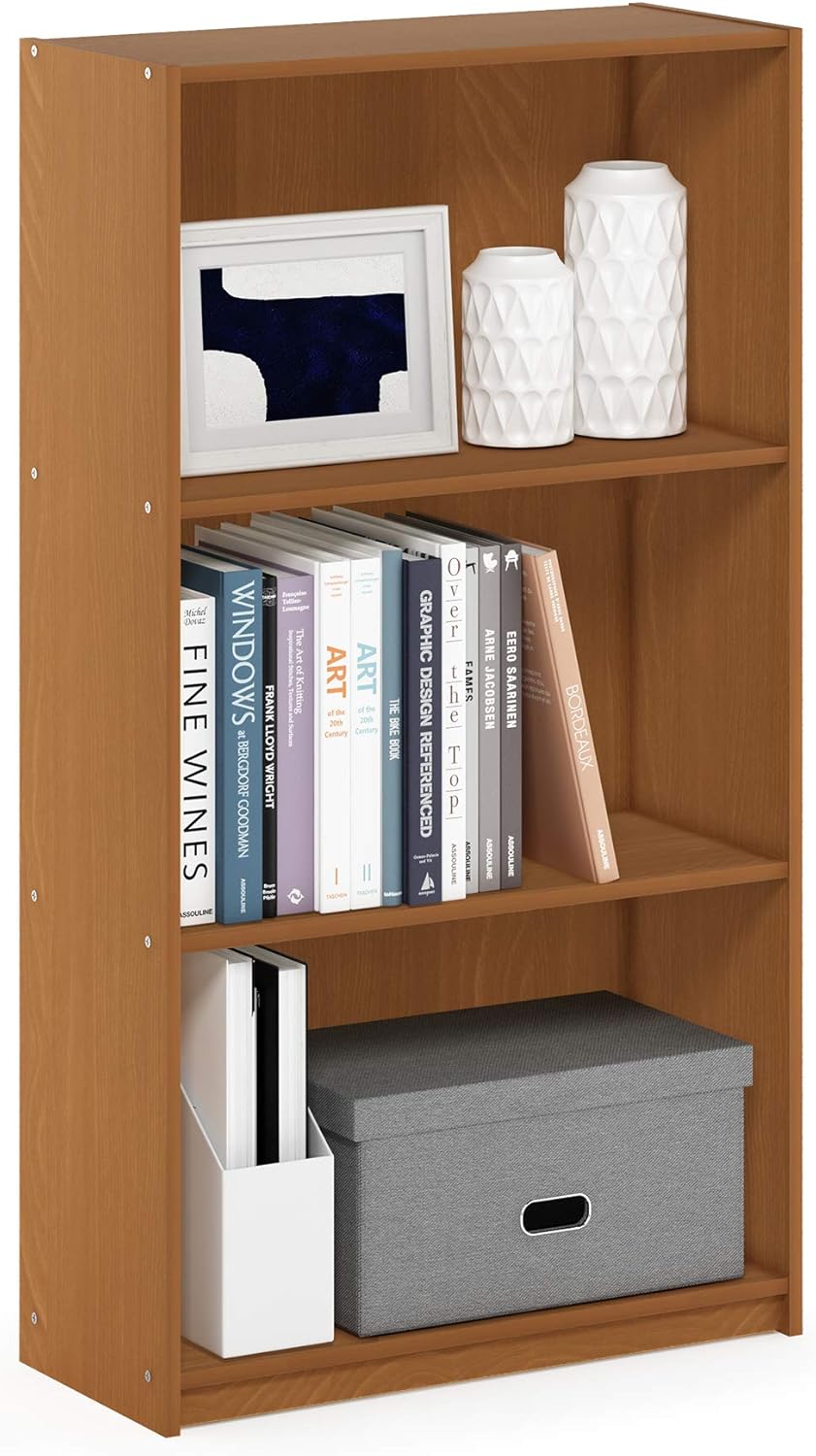 Scaffale a 6 Ripiani, Libreria, Scaffalatura Portaoggetti, Organizzatore con Scomparti, Ripiani Aperti e Regolabili, per Living Room, Ufficio, Bedroom, Marrone Cammello LBC166T50